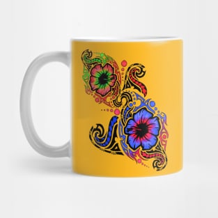 Red and Blue Hibiscus Flower Tribals Mug